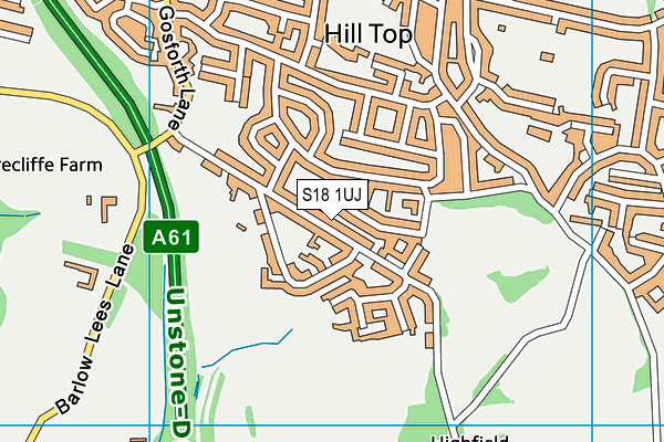 S18 1UJ map - OS VectorMap District (Ordnance Survey)