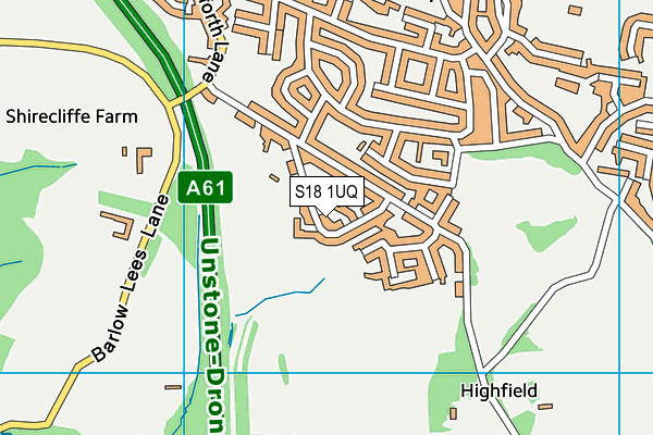 S18 1UQ map - OS VectorMap District (Ordnance Survey)