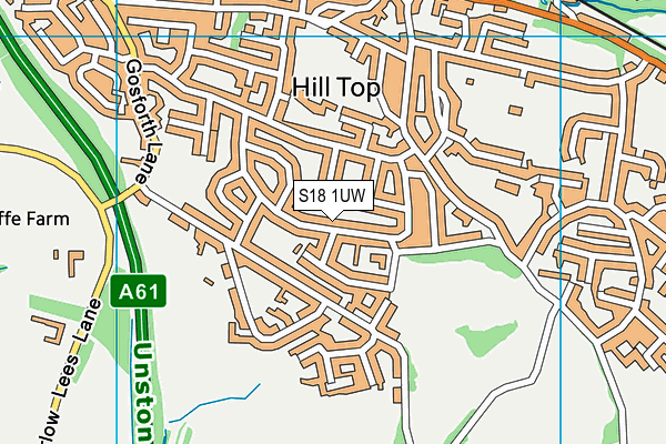 S18 1UW map - OS VectorMap District (Ordnance Survey)