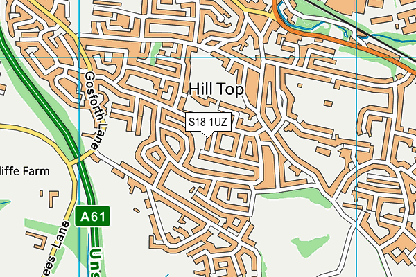 S18 1UZ map - OS VectorMap District (Ordnance Survey)