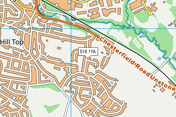 S18 1YA map - OS VectorMap District (Ordnance Survey)