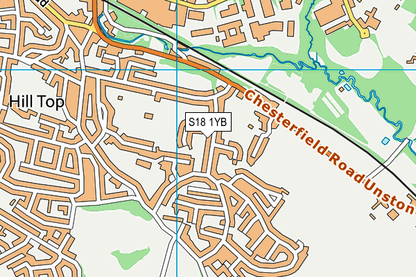 S18 1YB map - OS VectorMap District (Ordnance Survey)