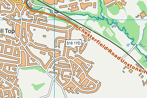 S18 1YD map - OS VectorMap District (Ordnance Survey)