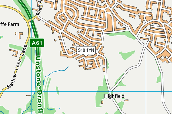 S18 1YN map - OS VectorMap District (Ordnance Survey)