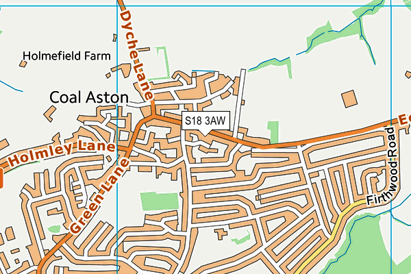 S18 3AW map - OS VectorMap District (Ordnance Survey)