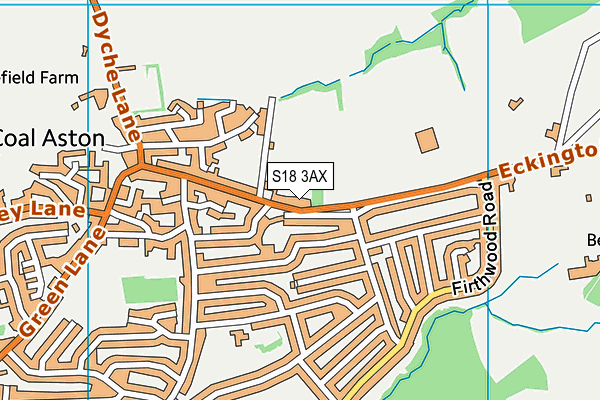 Coal Aston Recreation Ground map (S18 3AX) - OS VectorMap District (Ordnance Survey)