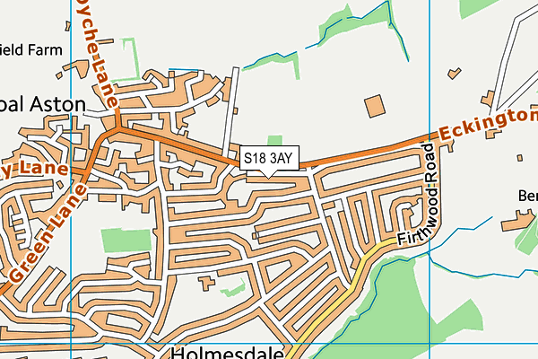 S18 3AY map - OS VectorMap District (Ordnance Survey)