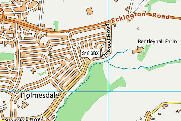 S18 3BX map - OS VectorMap District (Ordnance Survey)