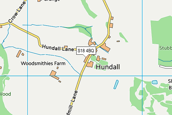 Hundall Cricket Club map (S18 4BQ) - OS VectorMap District (Ordnance Survey)