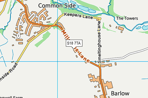 Barlow CofE Primary School map (S18 7TA) - OS VectorMap District (Ordnance Survey)