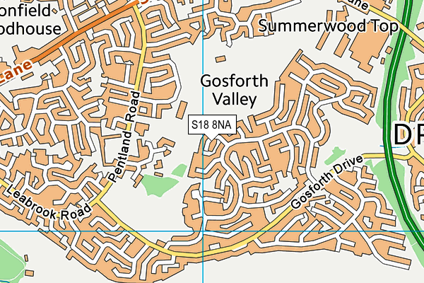 S18 8NA map - OS VectorMap District (Ordnance Survey)