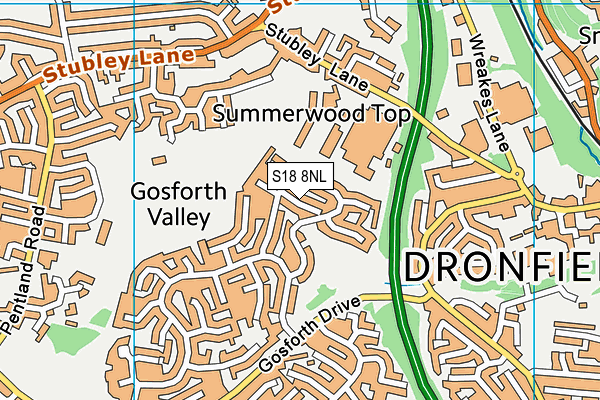 S18 8NL map - OS VectorMap District (Ordnance Survey)