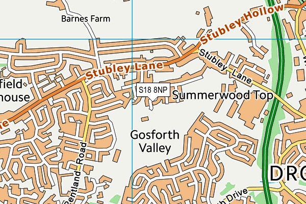 Gosforth Fields map (S18 8NP) - OS VectorMap District (Ordnance Survey)