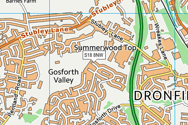 S18 8NW map - OS VectorMap District (Ordnance Survey)