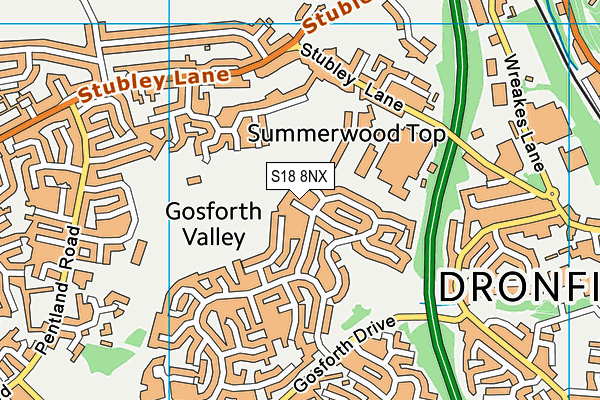 S18 8NX map - OS VectorMap District (Ordnance Survey)