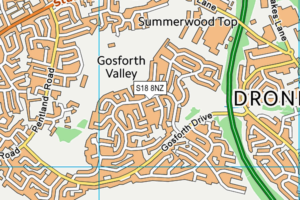 S18 8NZ map - OS VectorMap District (Ordnance Survey)