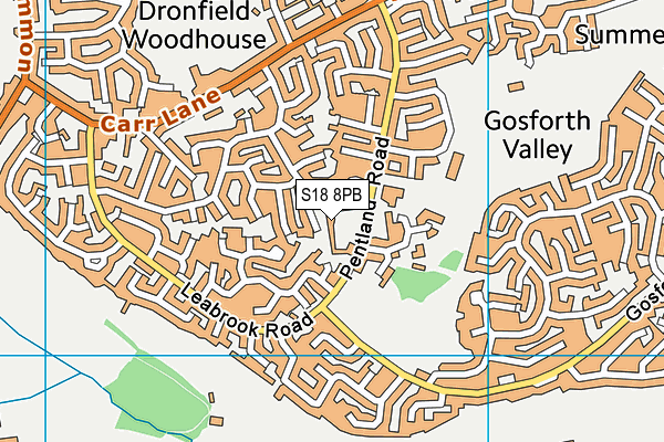 S18 8PB map - OS VectorMap District (Ordnance Survey)