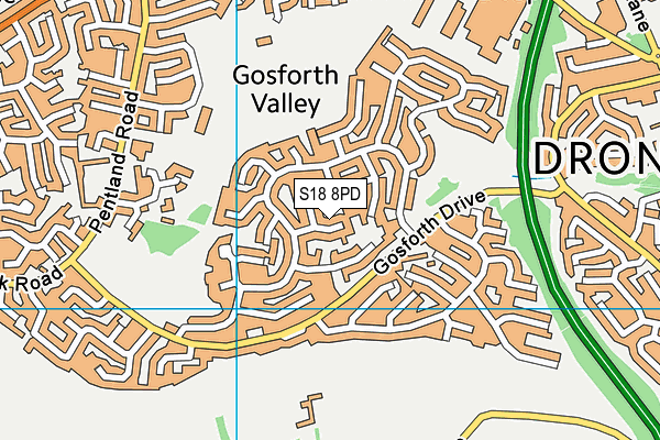 S18 8PD map - OS VectorMap District (Ordnance Survey)