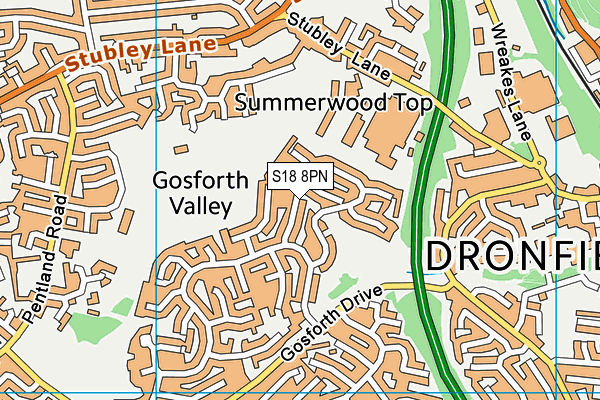 S18 8PN map - OS VectorMap District (Ordnance Survey)