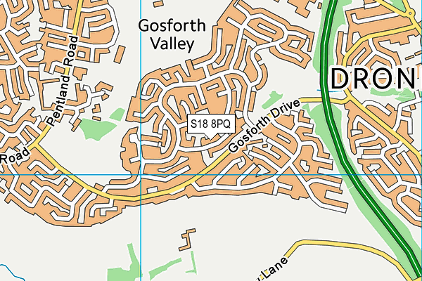 S18 8PQ map - OS VectorMap District (Ordnance Survey)