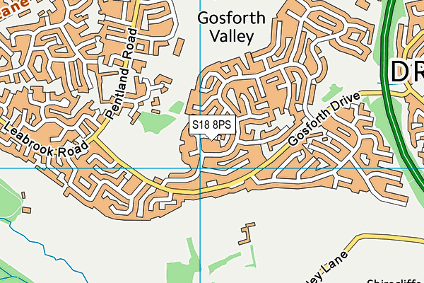 S18 8PS map - OS VectorMap District (Ordnance Survey)