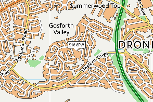 S18 8PW map - OS VectorMap District (Ordnance Survey)