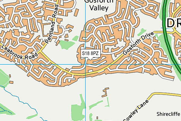 S18 8PZ map - OS VectorMap District (Ordnance Survey)