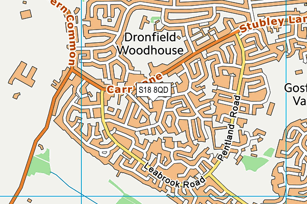 S18 8QD map - OS VectorMap District (Ordnance Survey)