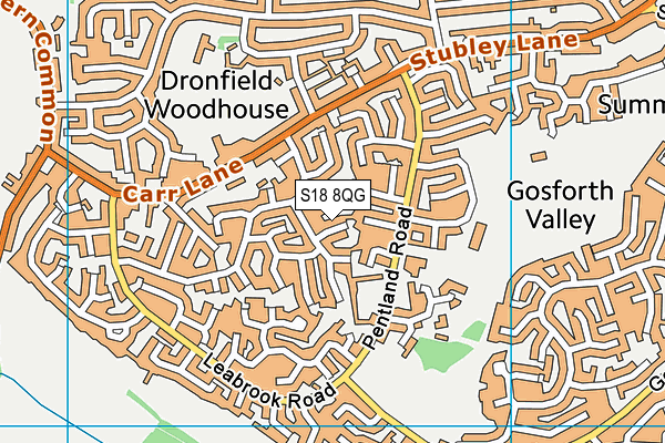 S18 8QG map - OS VectorMap District (Ordnance Survey)