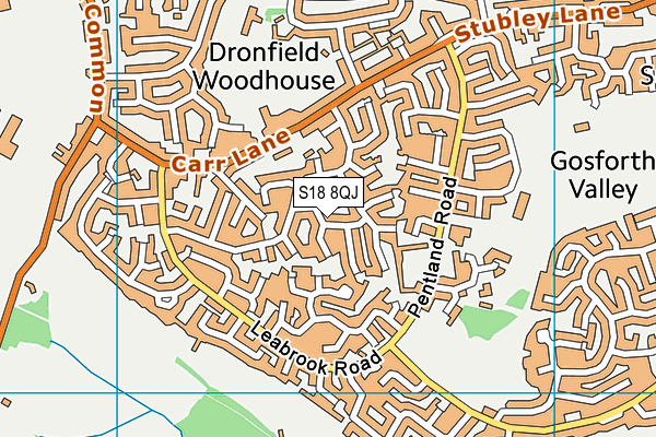 S18 8QJ map - OS VectorMap District (Ordnance Survey)