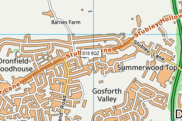 S18 8QZ map - OS VectorMap District (Ordnance Survey)