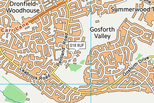 S18 8UF map - OS VectorMap District (Ordnance Survey)