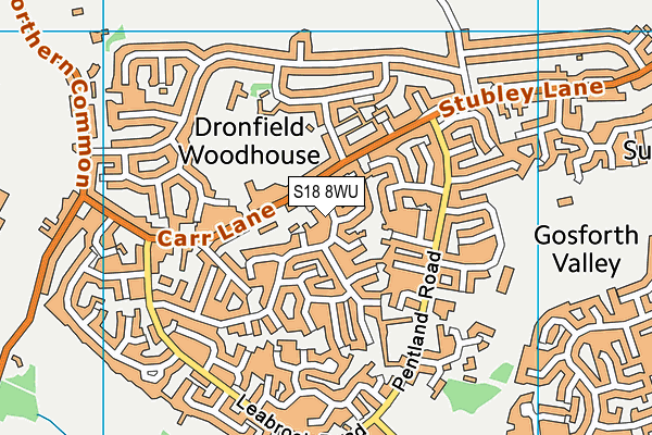 S18 8WU map - OS VectorMap District (Ordnance Survey)