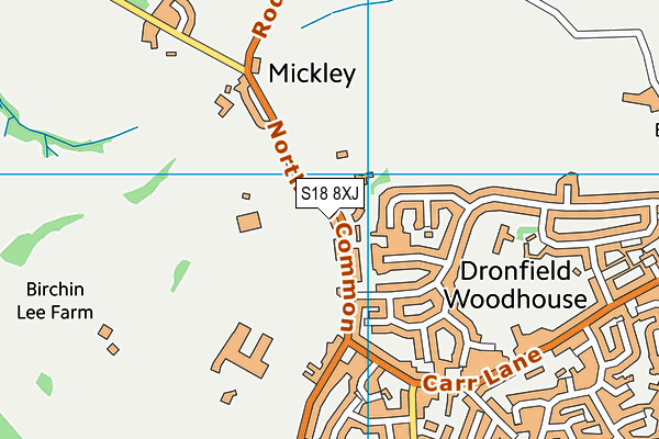 S18 8XJ map - OS VectorMap District (Ordnance Survey)