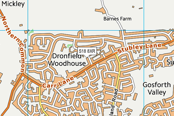 Dronfield Woodhouse Recreation Ground map (S18 8XR) - OS VectorMap District (Ordnance Survey)