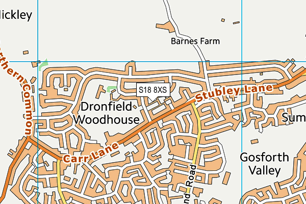 S18 8XS map - OS VectorMap District (Ordnance Survey)