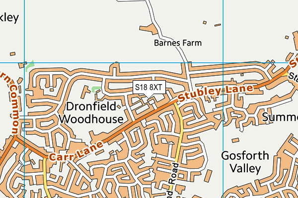 S18 8XT map - OS VectorMap District (Ordnance Survey)