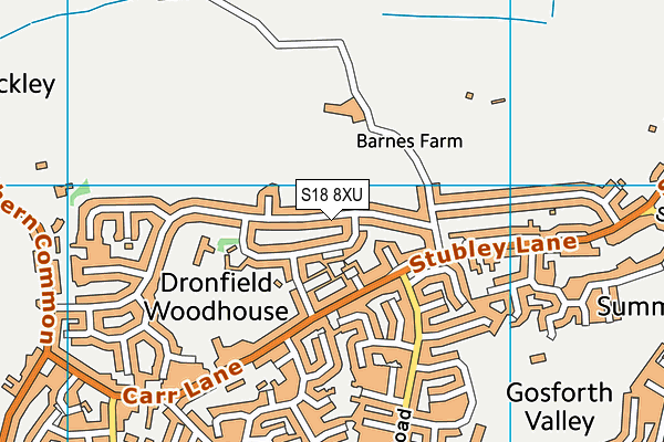 S18 8XU map - OS VectorMap District (Ordnance Survey)