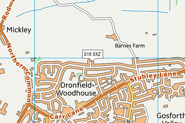 S18 8XZ map - OS VectorMap District (Ordnance Survey)