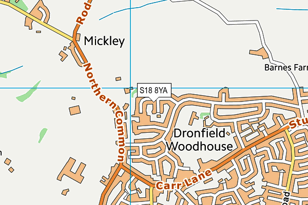 S18 8YA map - OS VectorMap District (Ordnance Survey)