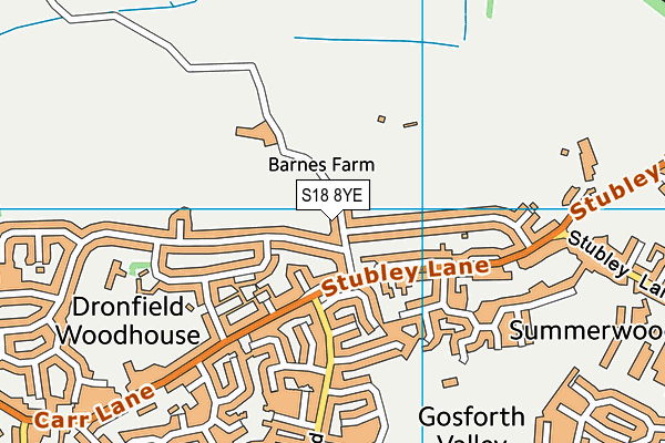 S18 8YE map - OS VectorMap District (Ordnance Survey)