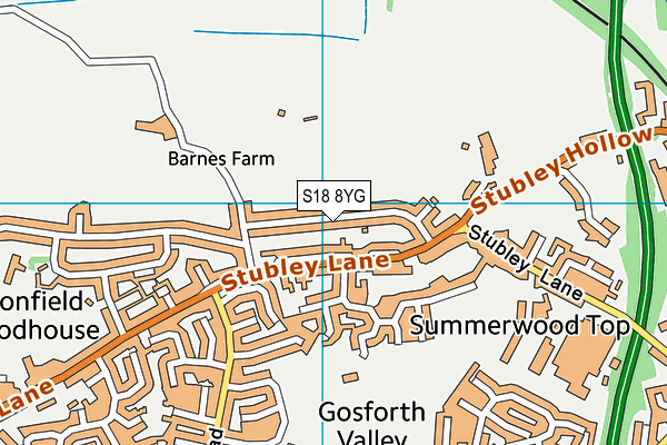 S18 8YG map - OS VectorMap District (Ordnance Survey)