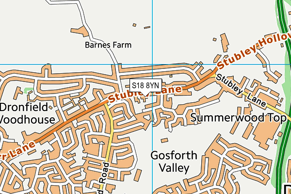 S18 8YN map - OS VectorMap District (Ordnance Survey)