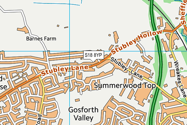 S18 8YP map - OS VectorMap District (Ordnance Survey)