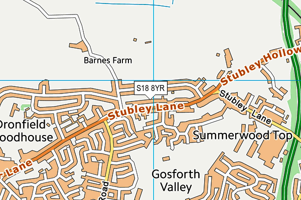 S18 8YR map - OS VectorMap District (Ordnance Survey)