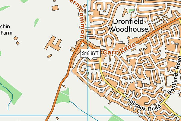 S18 8YT map - OS VectorMap District (Ordnance Survey)