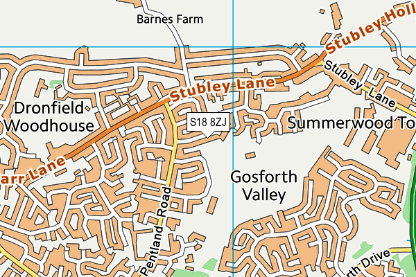 S18 8ZJ map - OS VectorMap District (Ordnance Survey)