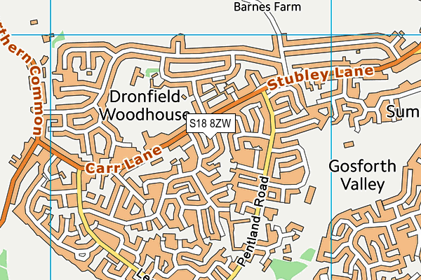 S18 8ZW map - OS VectorMap District (Ordnance Survey)