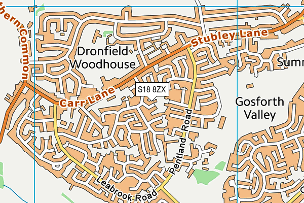 S18 8ZX map - OS VectorMap District (Ordnance Survey)