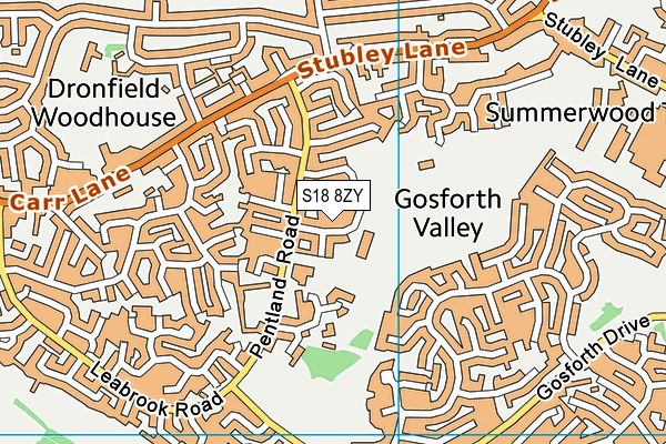 Gorseybrigg Primary School and Nursery map (S18 8ZY) - OS VectorMap District (Ordnance Survey)